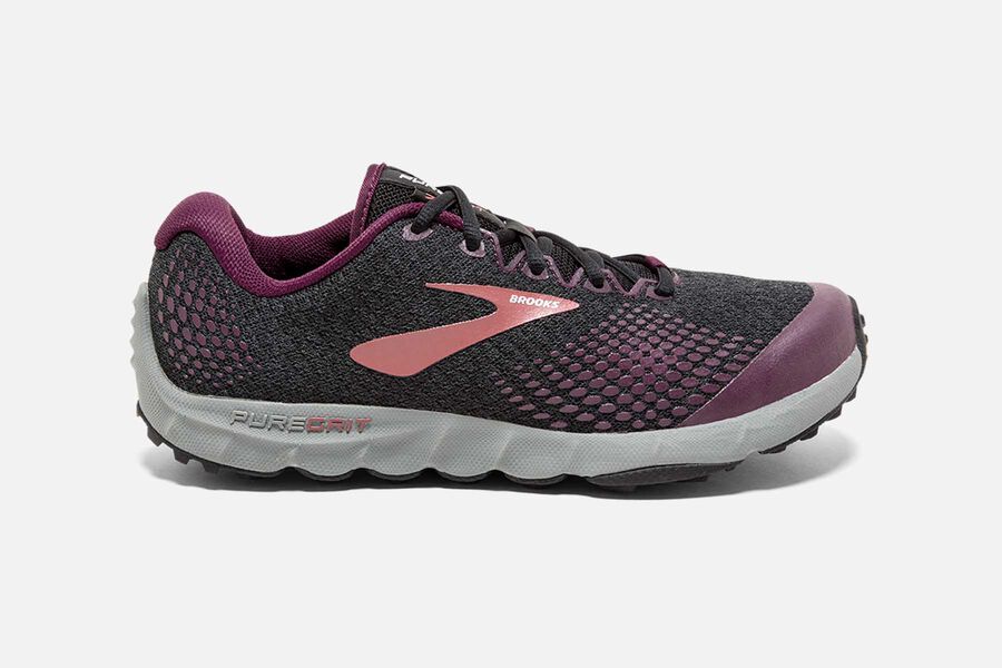 Tenis Corrida Trilha Brooks PureGrit 7 Feminino Brasil - Pretas/Roxo/Cinzentas 4391657-ZE